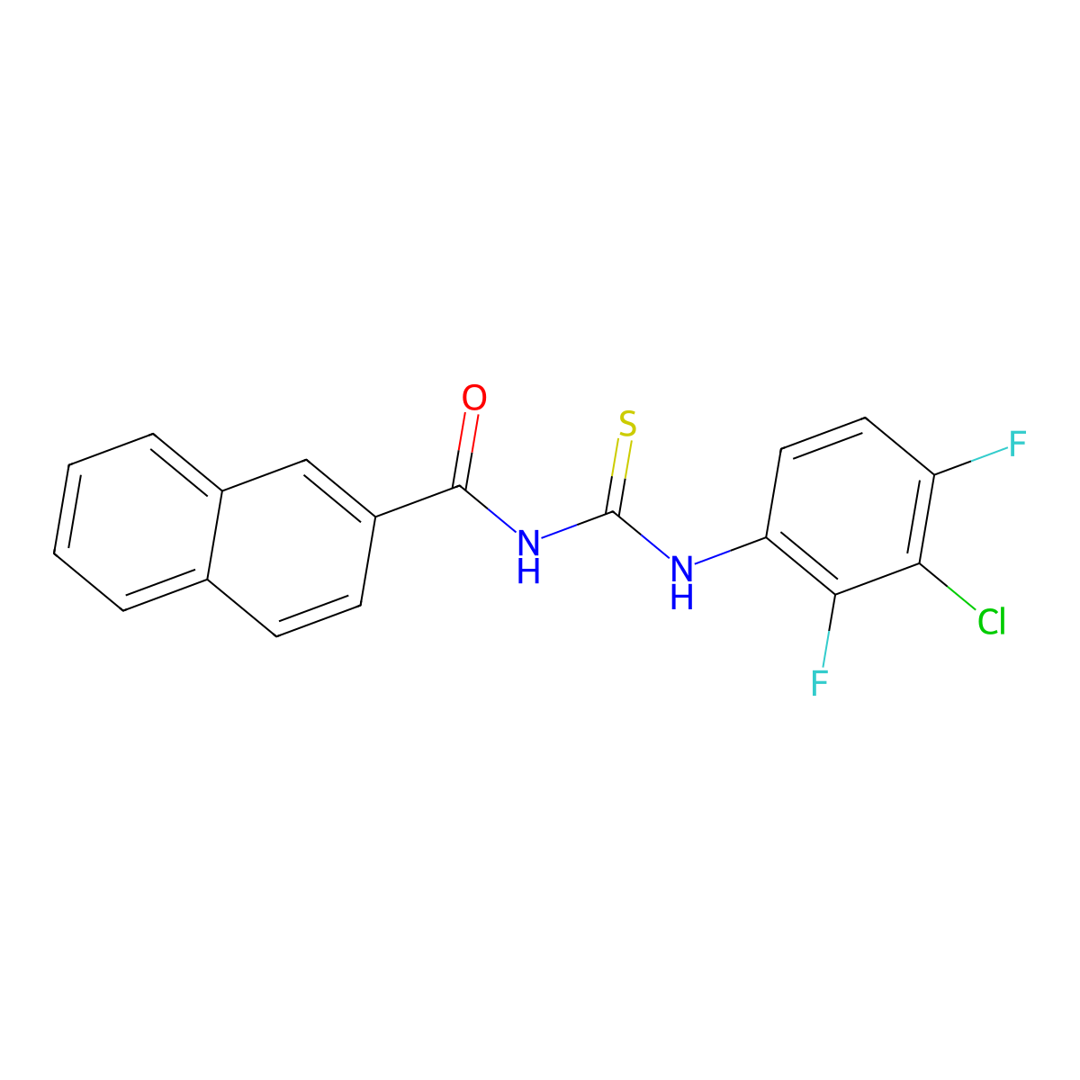 N-((3-chloro-2,4-difluorophenyl)carbamothioyl)-2-naphthamide molecular structure, CAS 1798662-81-3