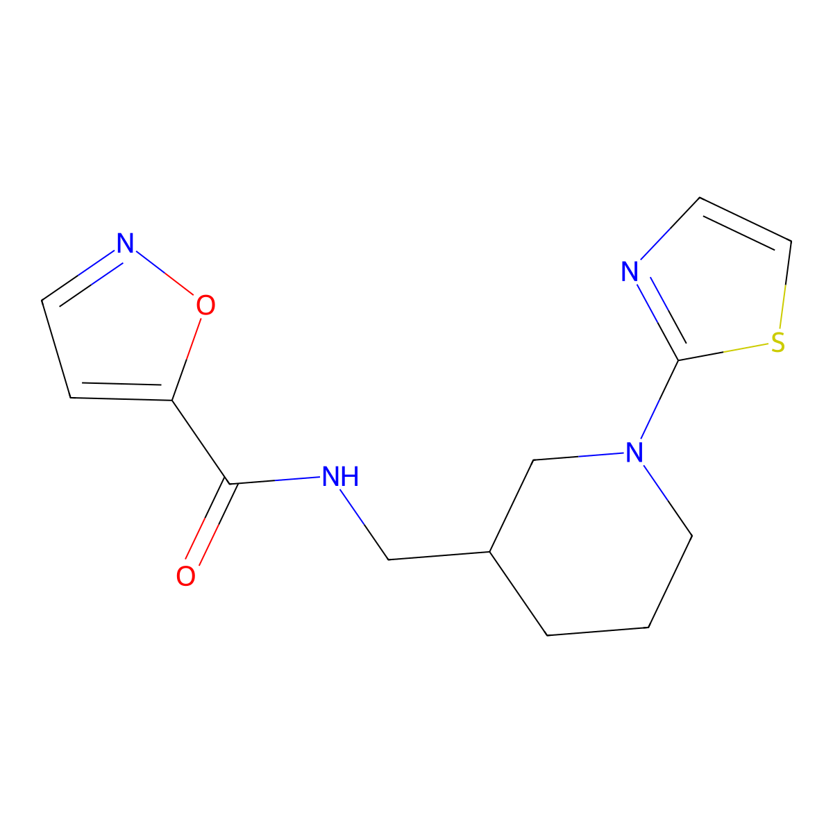 N-((1-(thiazol-2-yl)piperidin-3-yl)methyl)isoxazole-5-carboxamide molecular structure, CAS 1798665-45-8