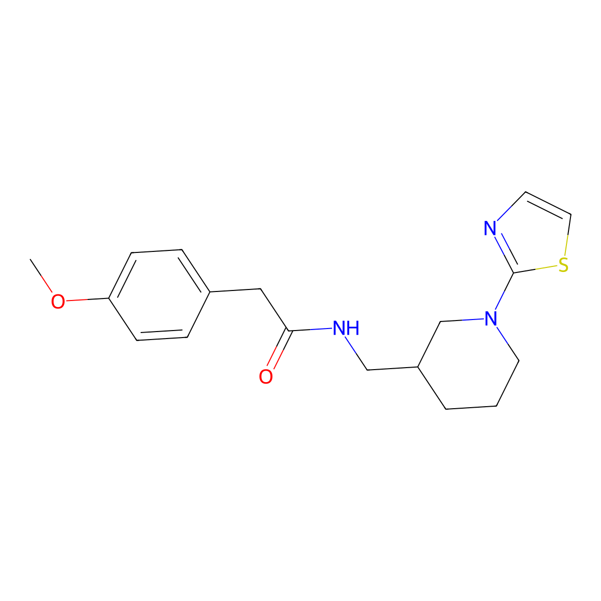 2-(4-methoxyphenyl)-N-((1-(thiazol-2-yl)piperidin-3-yl)methyl)acetamide molecular structure, CAS 1798665-60-7