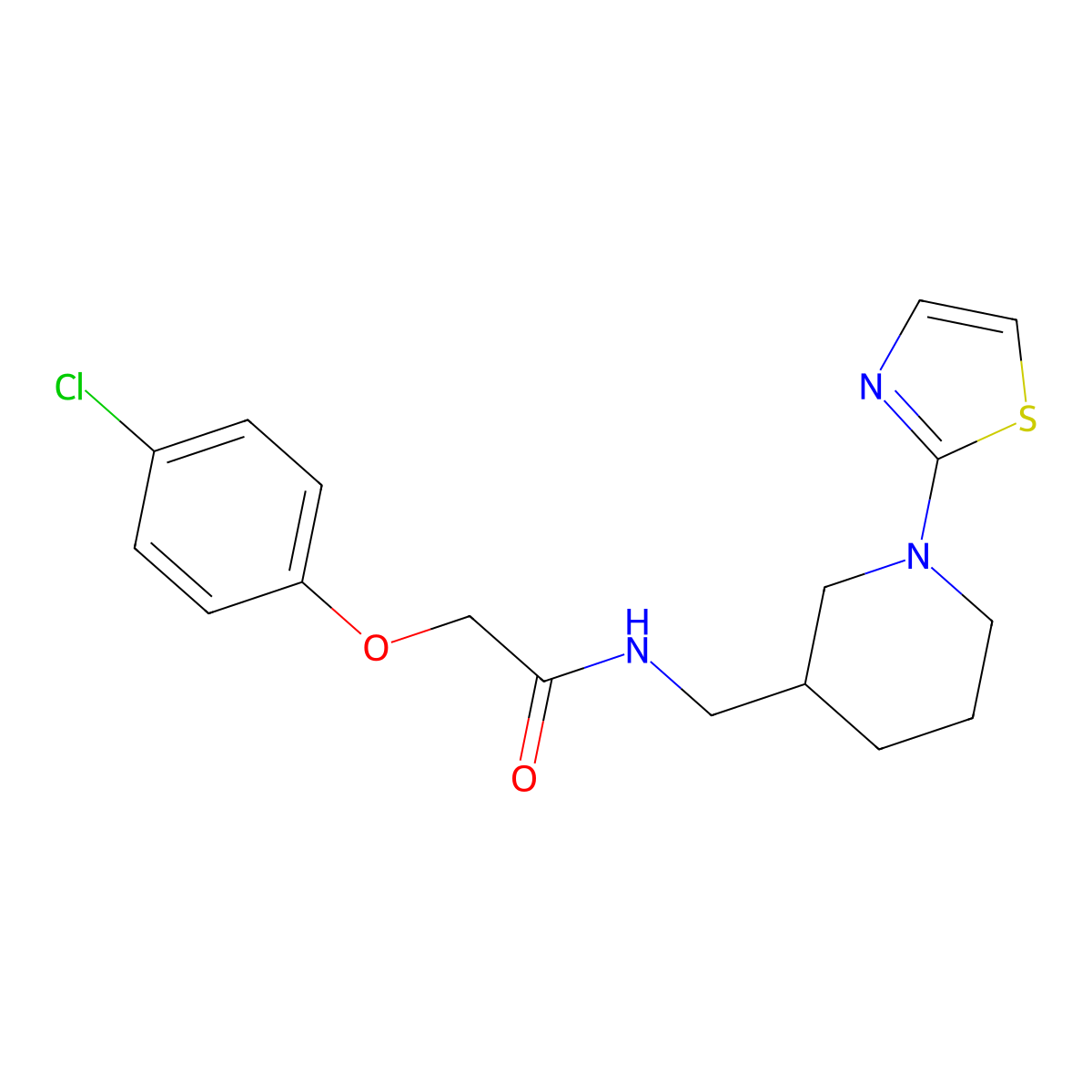2-(4-chlorophenoxy)-N-((1-(thiazol-2-yl)piperidin-3-yl)methyl)acetamide molecular structure, CAS 1798665-68-5