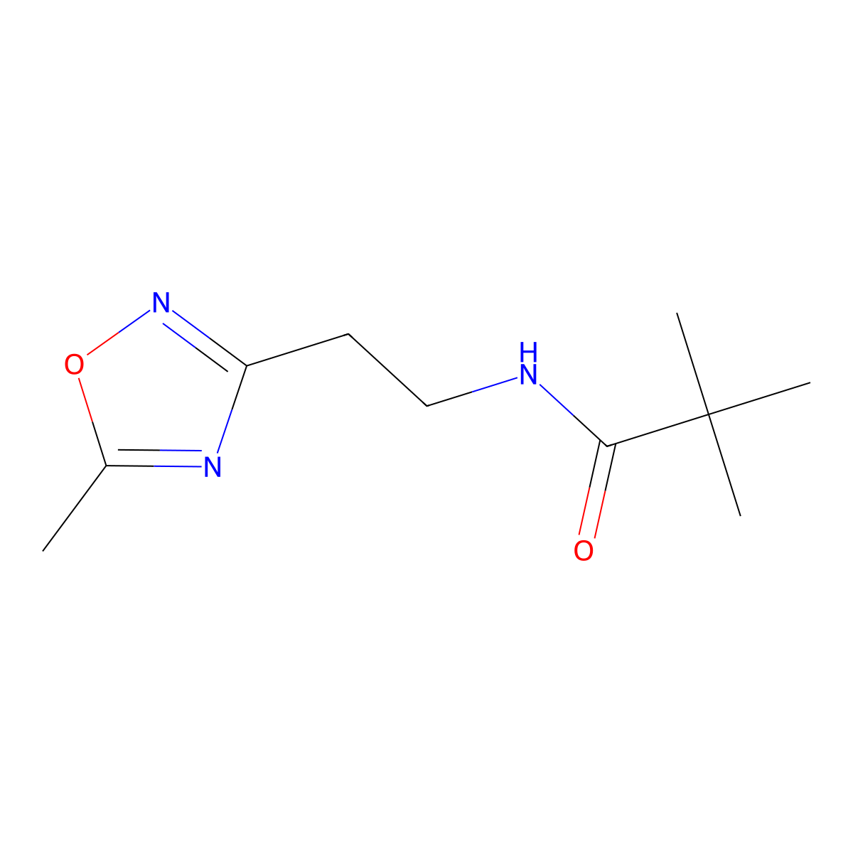 2,2-dimethyl-N-[2-(5-methyl-1,2,4-oxadiazol-3-yl)ethyl]propanamide molecular structure, CAS 1798670-05-9