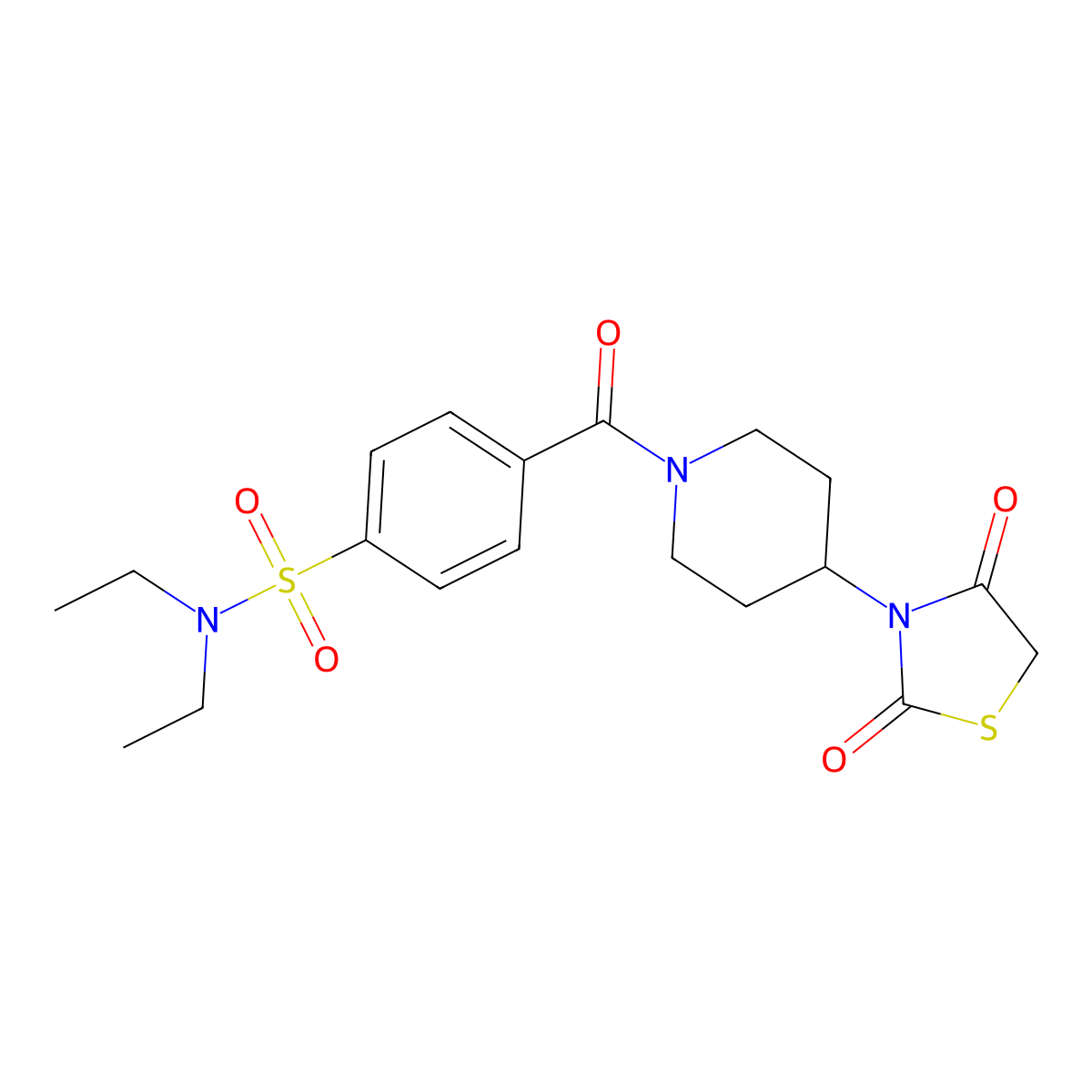 4-(4-(2,4-dioxothiazolidin-3-yl)piperidine-1-carbonyl)-N,N-diethylbenzenesulfonamide molecular structure, CAS 1798671-88-1