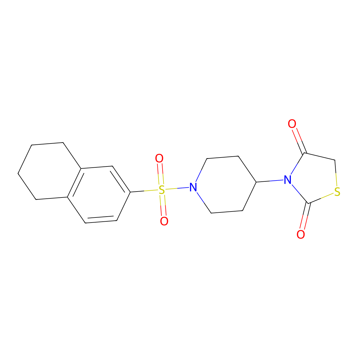 3-(1-((5,6,7,8-Tetrahydronaphthalen-2-yl)sulfonyl)piperidin-4-yl)thiazolidine-2,4-dione molecular structure, CAS 1798671-98-3