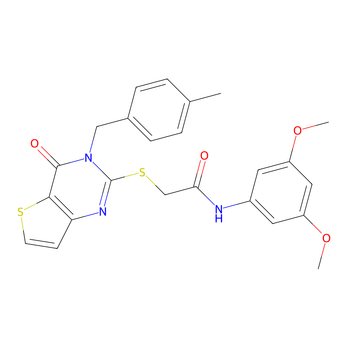 N-(3,5-dimethoxyphenyl)-2-((3-(4-methylbenzyl)-4-oxo-3,4-dihydrothieno[3,2-d]pyrimidin-2-yl)thio)acetamide molecular structure, CAS 1798672-00-0
