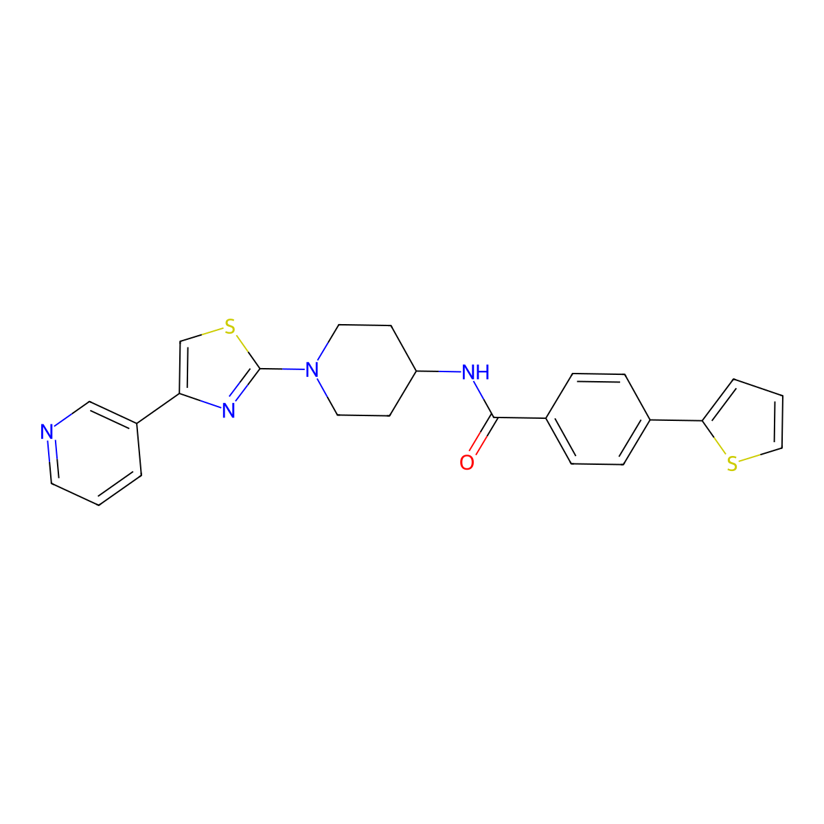 N-(1-(4-(pyridin-3-yl)thiazol-2-yl)piperidin-4-yl)-4-(thiophen-2-yl)benzamide molecular structure, CAS 1798672-05-5