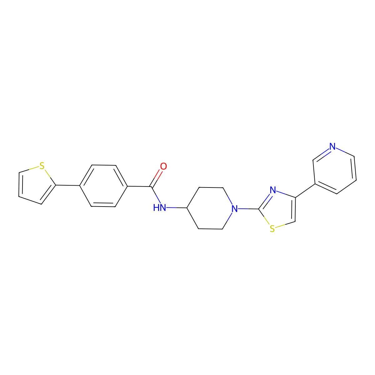 N-(1-(4-(pyridin-3-yl)thiazol-2-yl)piperidin-4-yl)-4-(thiophen-2-yl)benzamide molecular structure, CAS 1798672-05-5