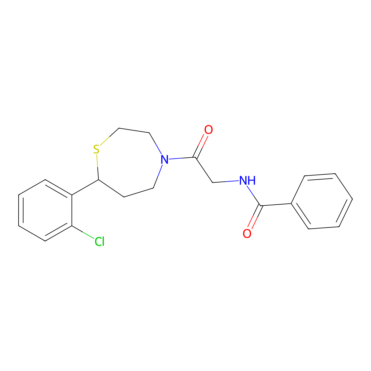 N-{2-[7-(2-chlorophenyl)-1,4-thiazepan-4-yl]-2-oxoethyl}benzamide molecular structure, CAS 1798672-08-8