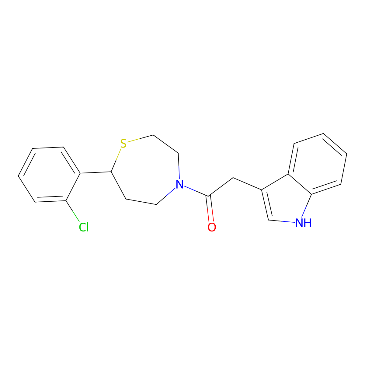 1-(7-(2-chlorophenyl)-1,4-thiazepan-4-yl)-2-(1H-indol-3-yl)ethanone molecular structure, CAS 1798672-10-2