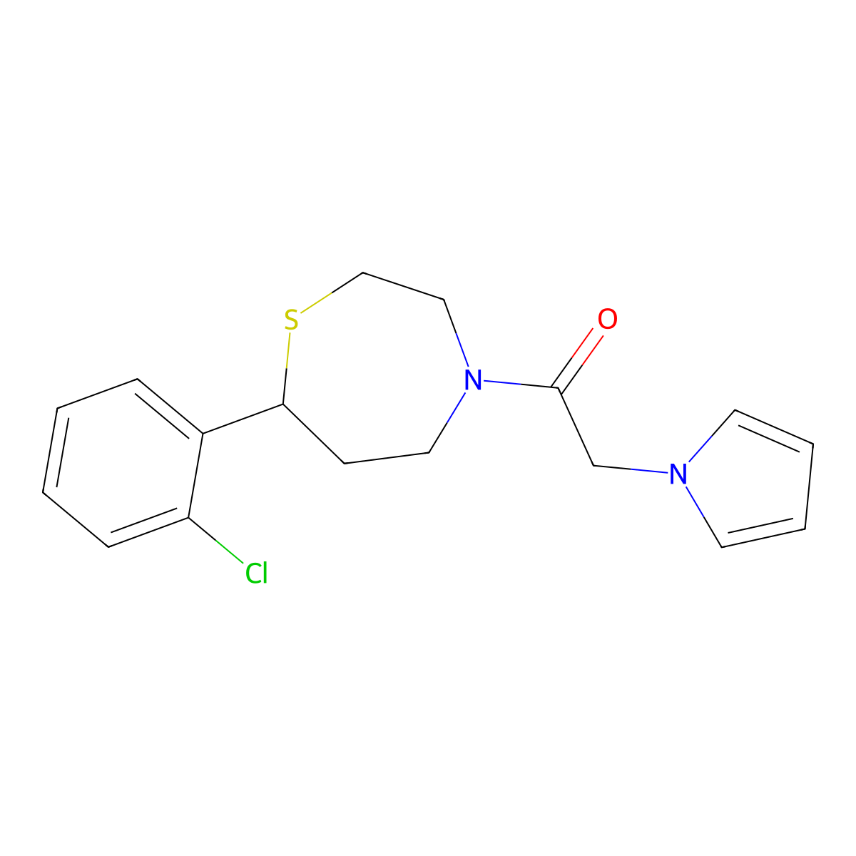 1-(7-(2-chlorophenyl)-1,4-thiazepan-4-yl)-2-(1H-pyrrol-1-yl)ethanone molecular structure, CAS 1798672-21-5