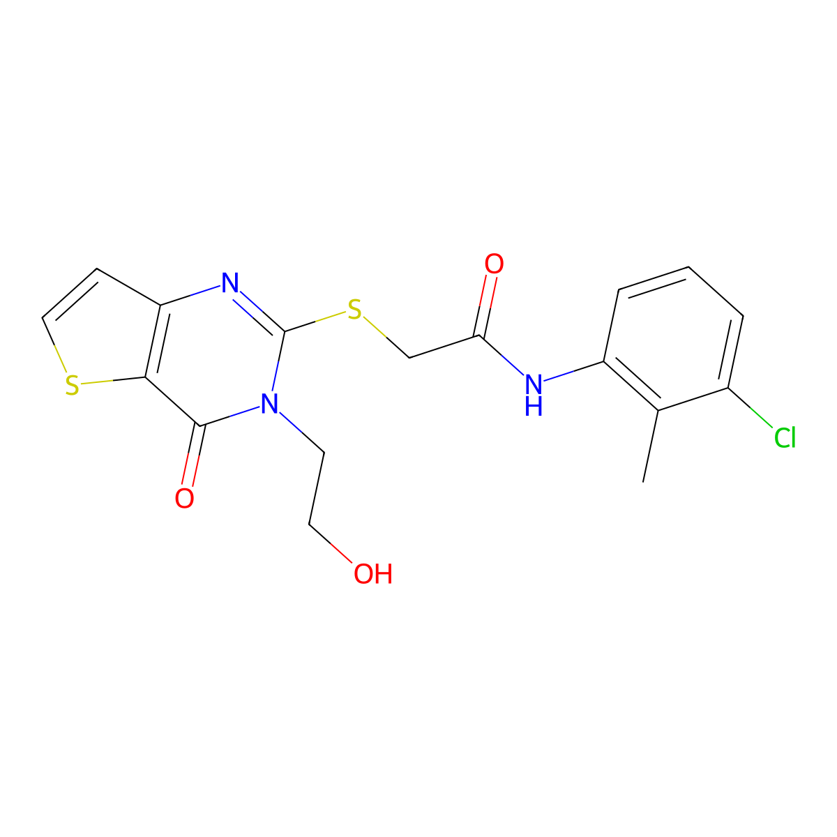 N-(3-chloro-2-methylphenyl)-2-((3-(2-hydroxyethyl)-4-oxo-3,4-dihydrothieno[3,2-d]pyrimidin-2-yl)thio)acetamide molecular structure, CAS 1798672-30-6