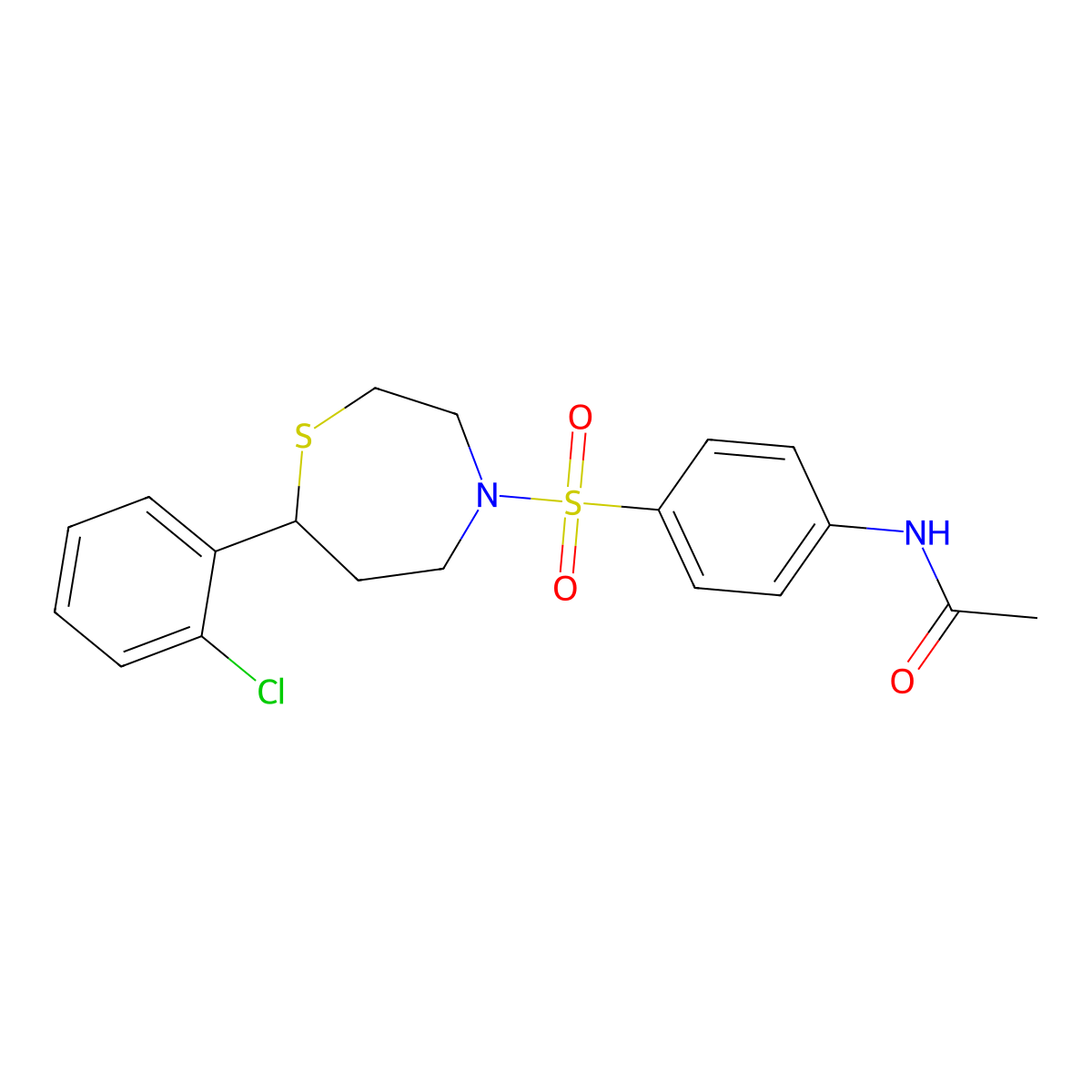 N-(4-{[7-(2-chlorophenyl)-1,4-thiazepan-4-yl]sulfonyl}phenyl)acetamide molecular structure, CAS 1798672-31-7