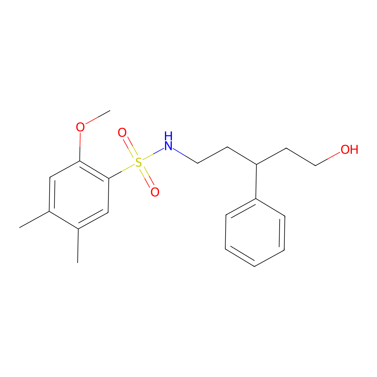N-(5-hydroxy-3-phenylpentyl)-2-methoxy-4,5-dimethylbenzenesulfonamide molecular structure, CAS 1798672-33-9