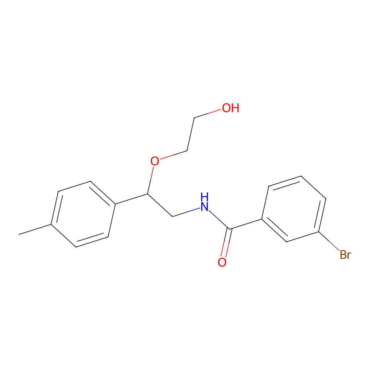 3-bromo-N-(2-(2-hydroxyethoxy)-2-(p-tolyl)ethyl)benzamide molecular structure, CAS 1798672-47-5