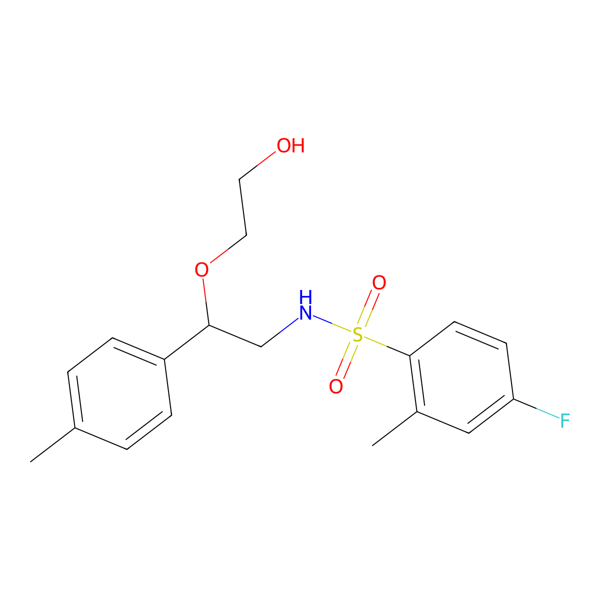 4-fluoro-N-(2-(2-hydroxyethoxy)-2-(p-tolyl)ethyl)-2-methylbenzenesulfonamide molecular structure, CAS 1798672-53-3