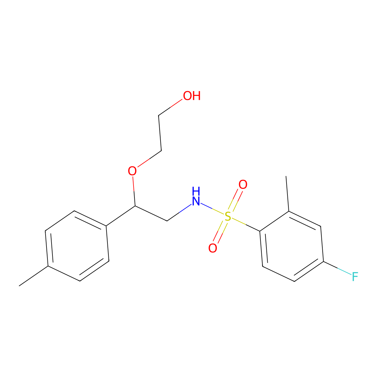 4-fluoro-N-(2-(2-hydroxyethoxy)-2-(p-tolyl)ethyl)-2-methylbenzenesulfonamide molecular structure, CAS 1798672-53-3