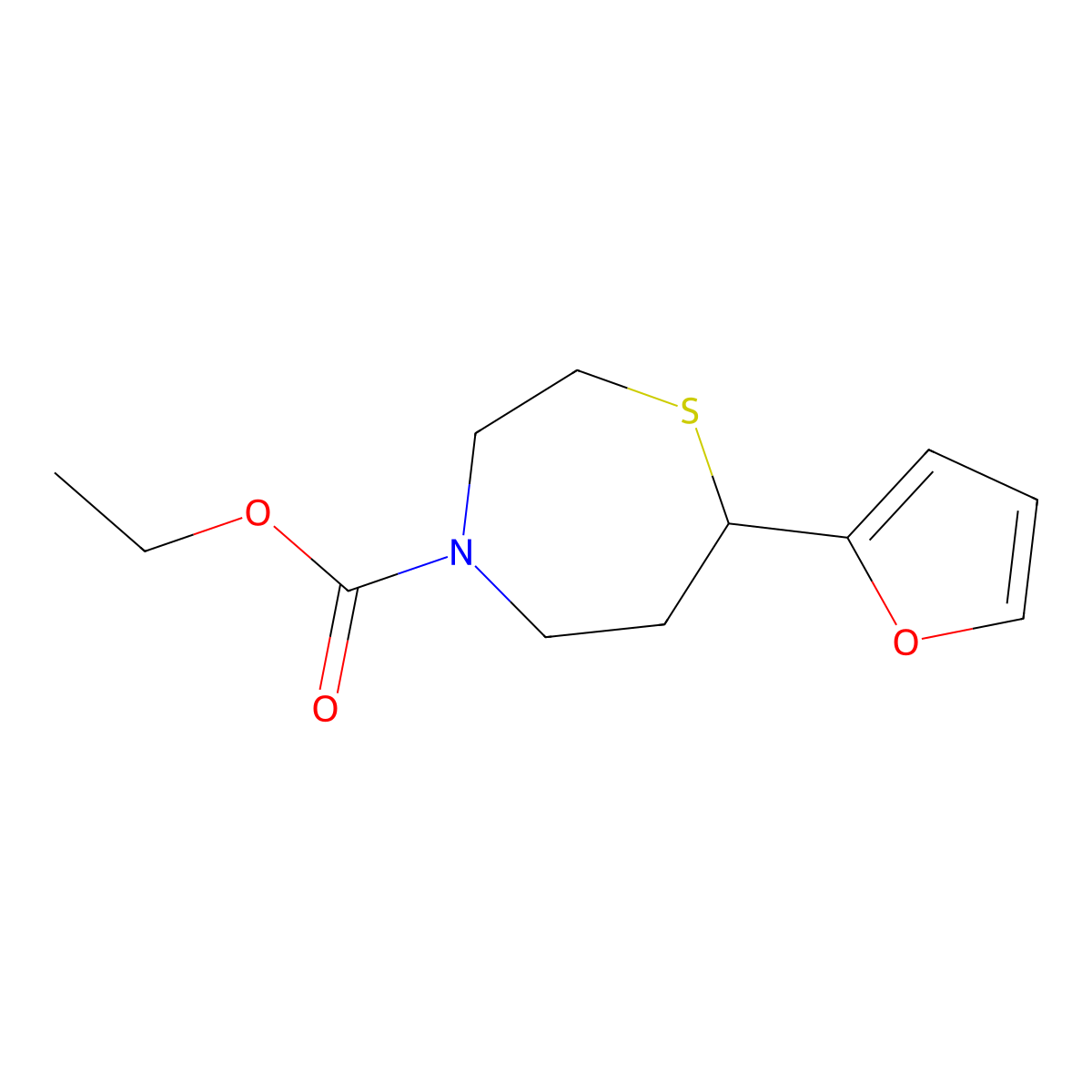 Ethyl 7-(furan-2-yl)-1,4-thiazepane-4-carboxylate molecular structure, CAS 1798672-55-5