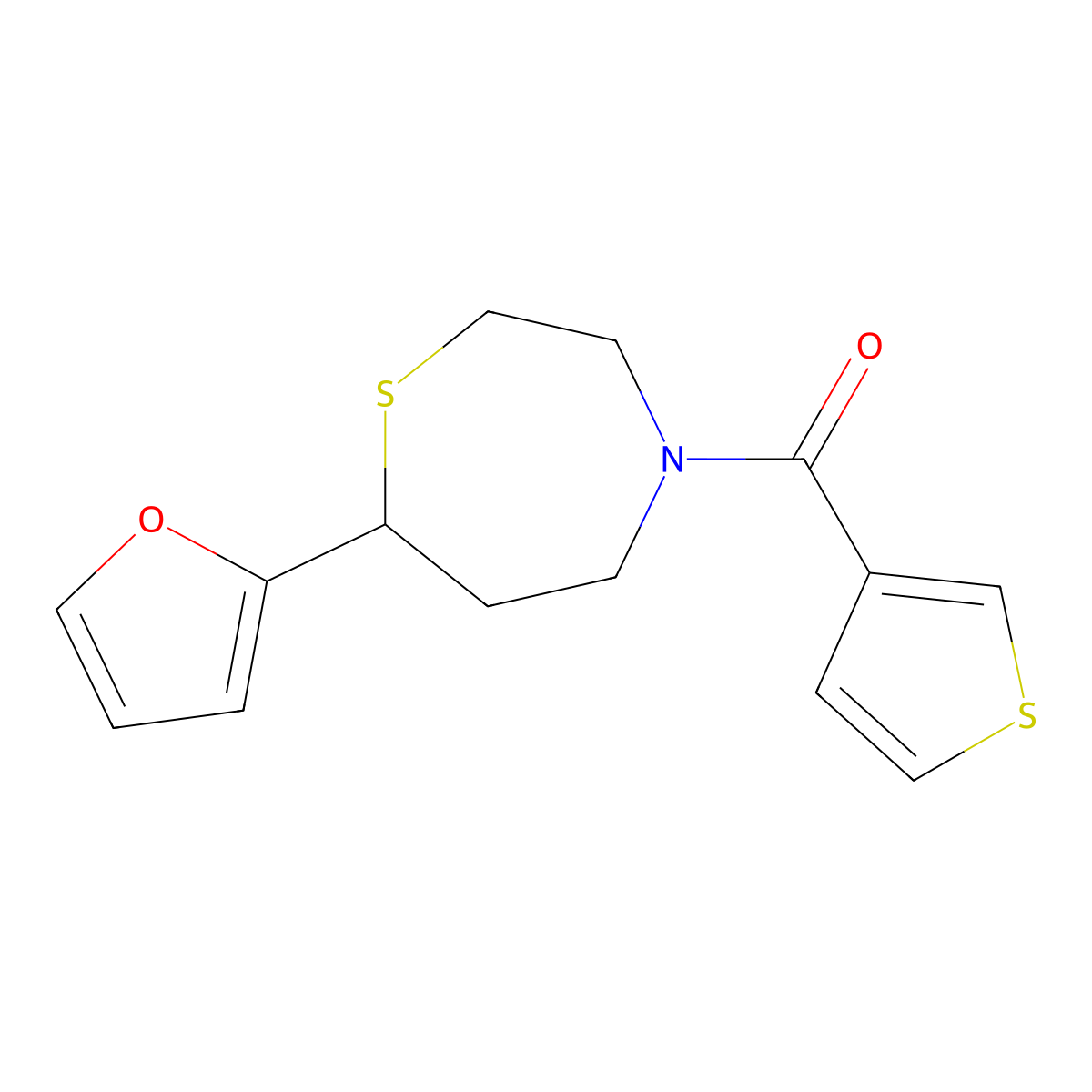 (7-(Furan-2-yl)-1,4-thiazepan-4-yl)(thiophen-3-yl)methanone molecular structure, CAS 1798672-59-9