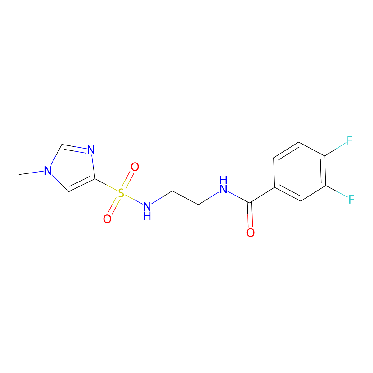 3,4-difluoro-N-[2-(1-methyl-1H-imidazole-4-sulfonamido)ethyl]benzamide molecular structure, CAS 1798672-60-2