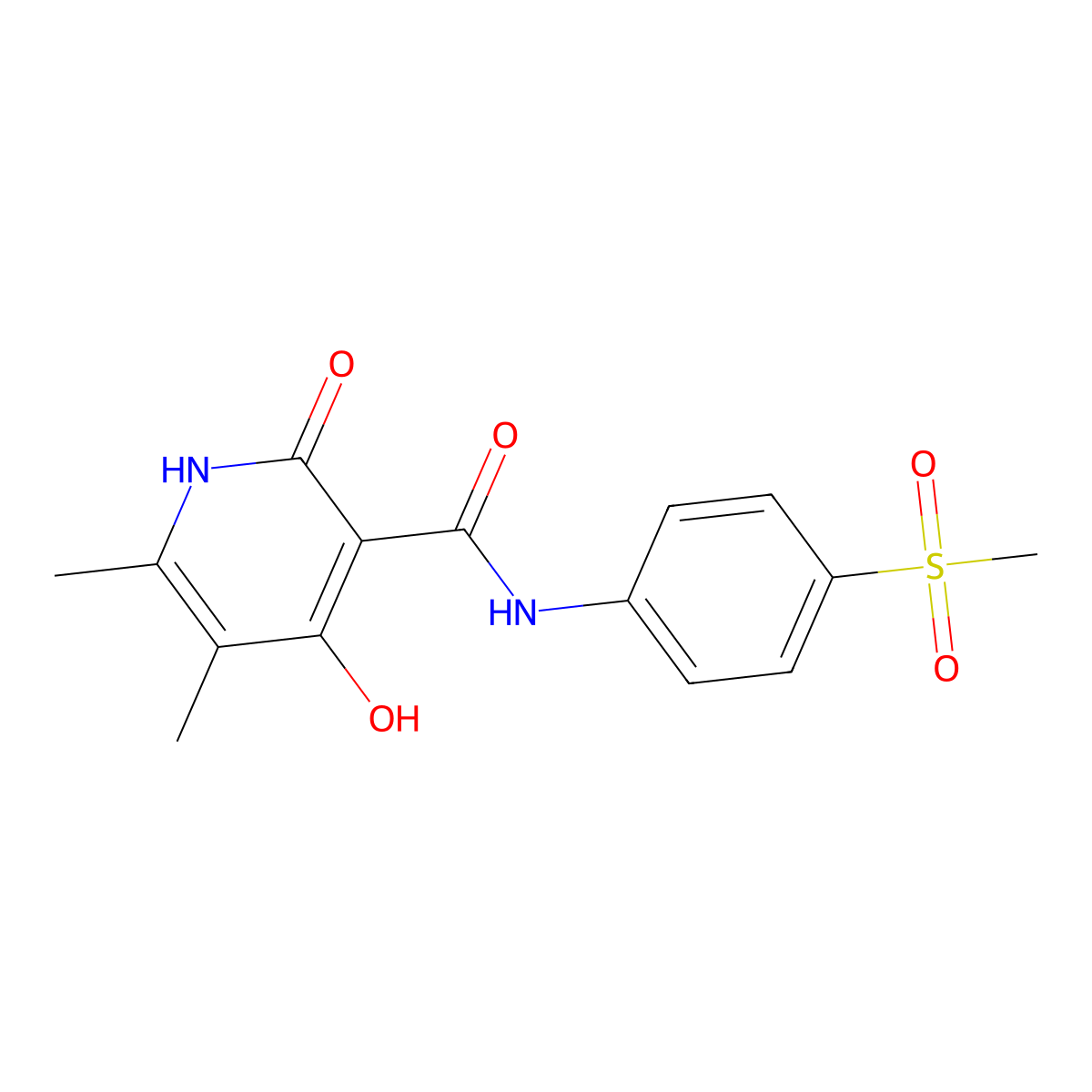 2,4-dihydroxy-5,6-dimethyl-N-(4-(methylsulfonyl)phenyl)nicotinamide molecular structure, CAS 1798672-71-5
