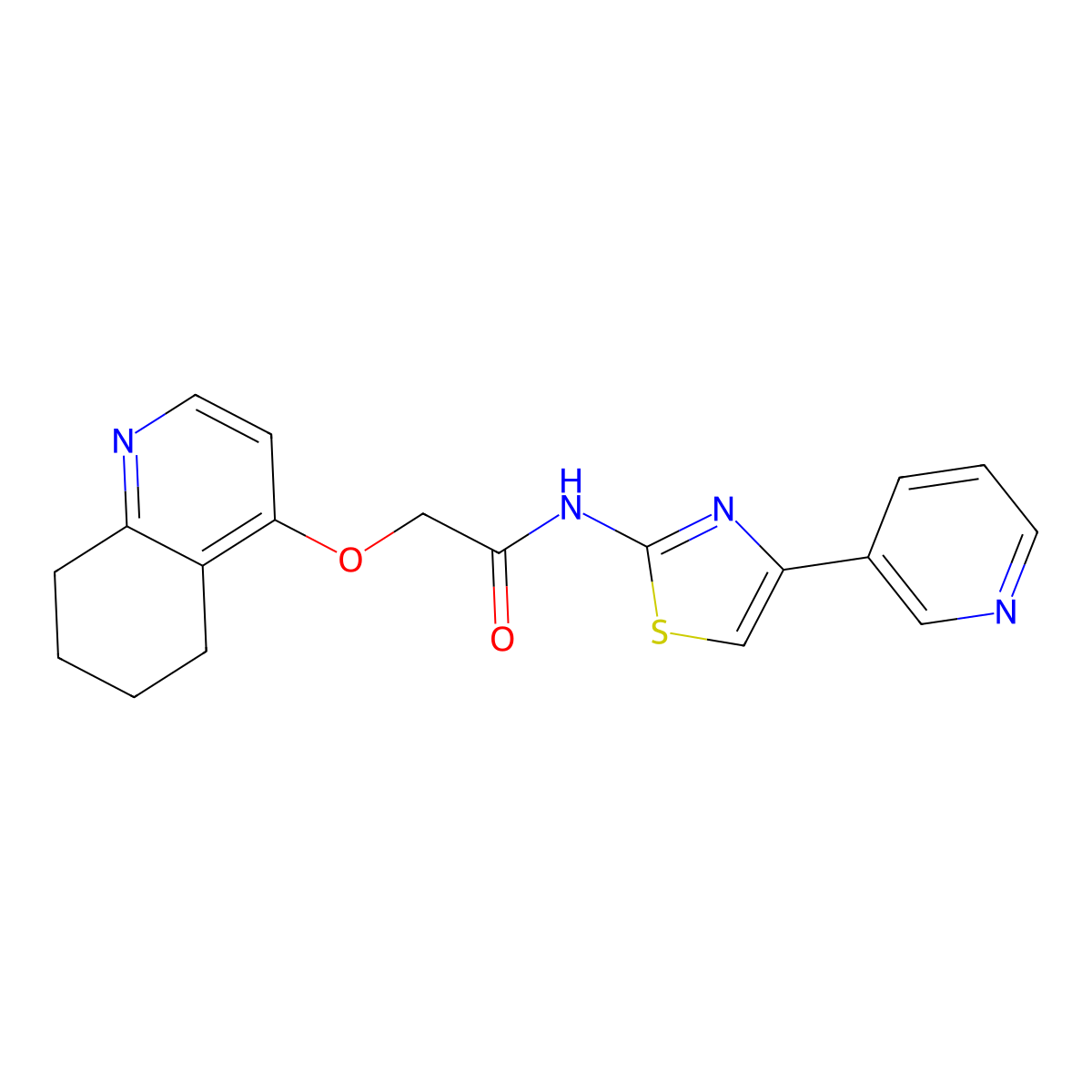 N-(4-(pyridin-3-yl)thiazol-2-yl)-2-((5,6,7,8-tetrahydroquinolin-4-yl)oxy)acetamide molecular structure, CAS 1798672-78-2