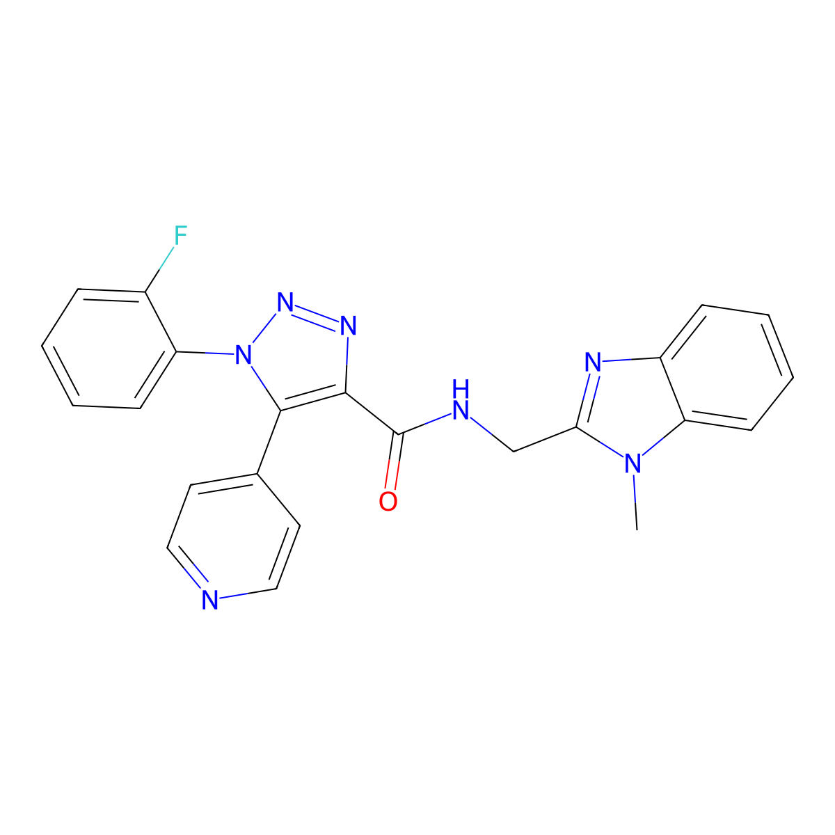 1-(2-fluorophenyl)-N-((1-methyl-1H-benzo[d]imidazol-2-yl)methyl)-5-(pyridin-4-yl)-1H-1,2,3-triazole-4-carboxamide molecular structure, CAS 1798672-79-3