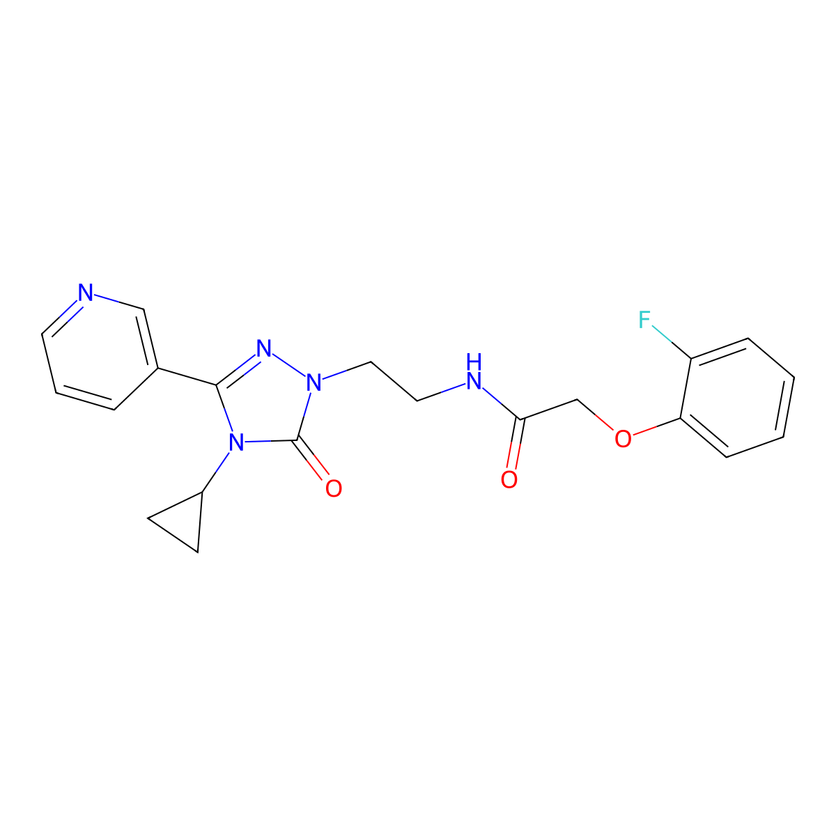 N-(2-(4-cyclopropyl-5-oxo-3-(pyridin-3-yl)-4,5-dihydro-1H-1,2,4-triazol-1-yl)ethyl)-2-(2-fluorophenoxy)acetamide molecular structure, CAS 1798672-82-8