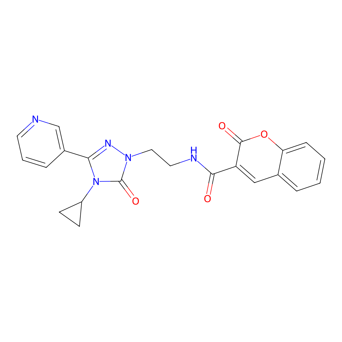 N-{2-[4-cyclopropyl-5-oxo-3-(pyridin-3-yl)-4,5-dihydro-1H-1,2,4-triazol-1-yl]ethyl}-2-oxo-2H-chromene-3-carboxamide molecular structure, CAS 1798672-87-3
