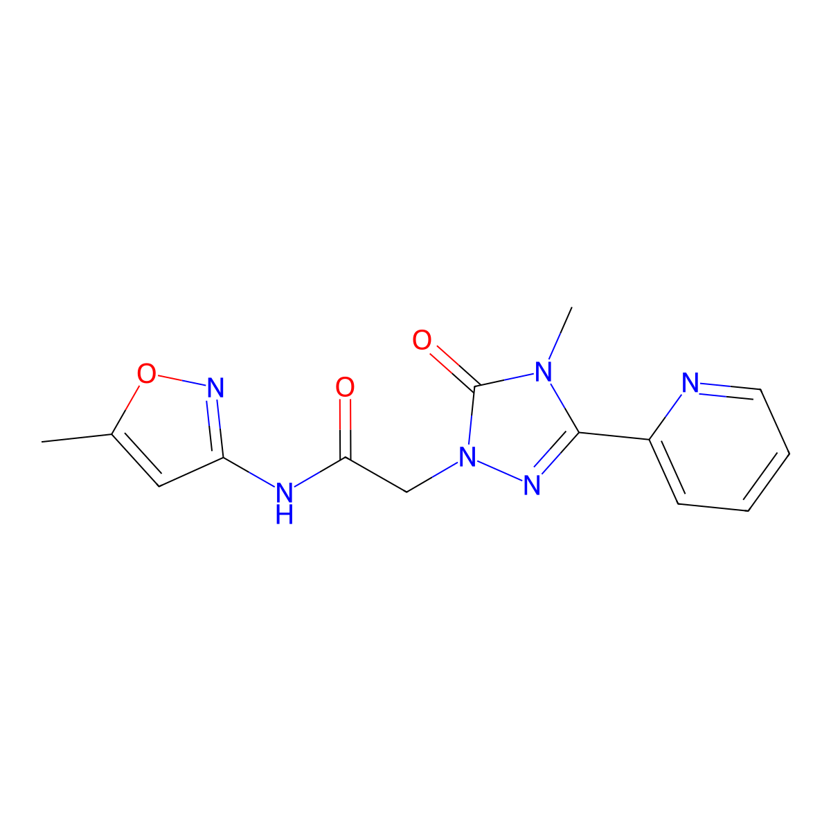2-(4-methyl-5-oxo-3-(pyridin-2-yl)-4,5-dihydro-1H-1,2,4-triazol-1-yl)-N-(5-methylisoxazol-3-yl)acetamide molecular structure, CAS 1798673-00-3