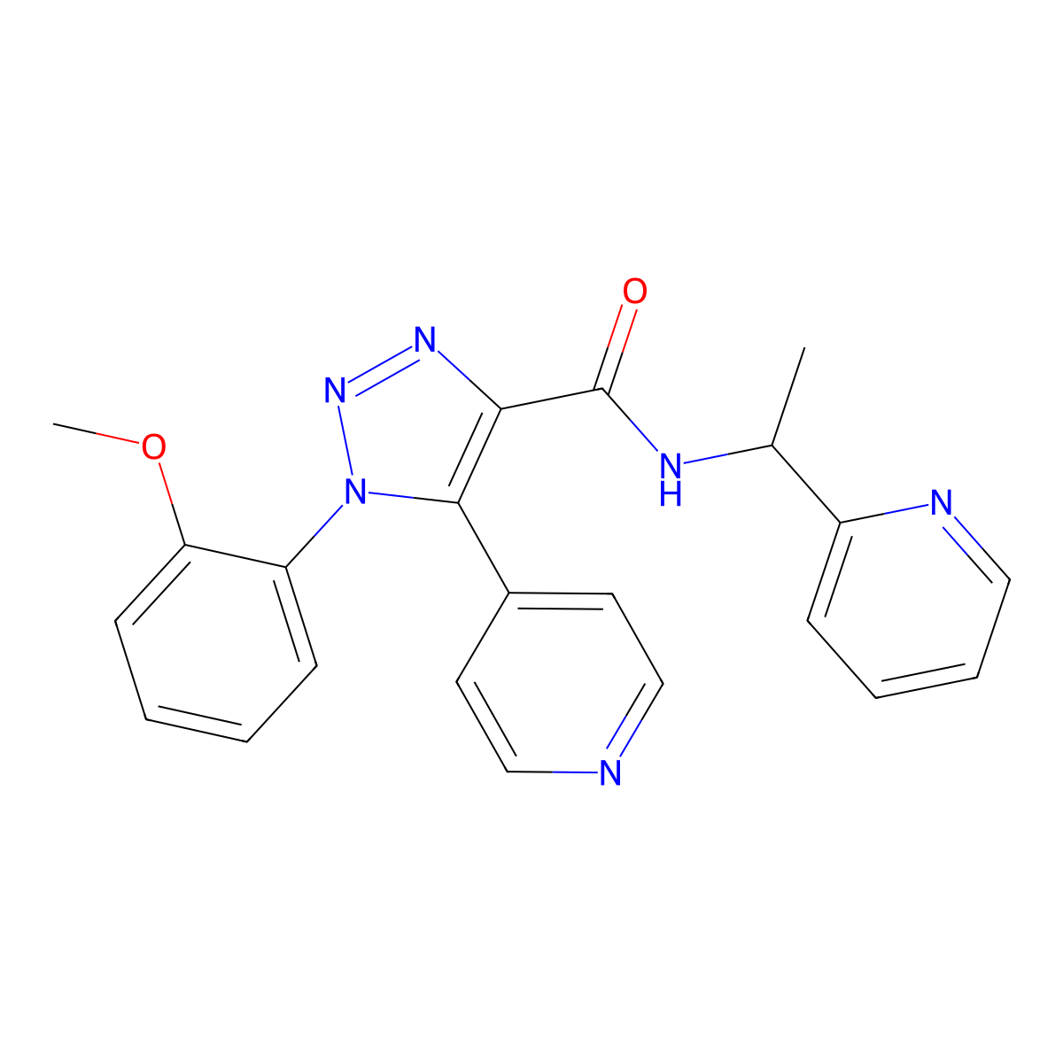 1-(2-methoxyphenyl)-N-[1-(pyridin-2-yl)ethyl]-5-(pyridin-4-yl)-1H-1,2,3-triazole-4-carboxamide molecular structure, CAS 1798673-06-9