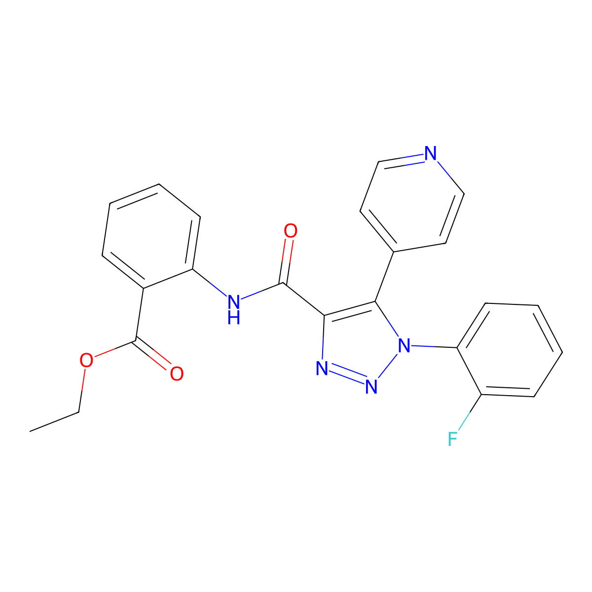 ethyl 2-(1-(2-fluorophenyl)-5-(pyridin-4-yl)-1H-1,2,3-triazole-4-carboxamido)benzoate molecular structure, CAS 1798673-10-5