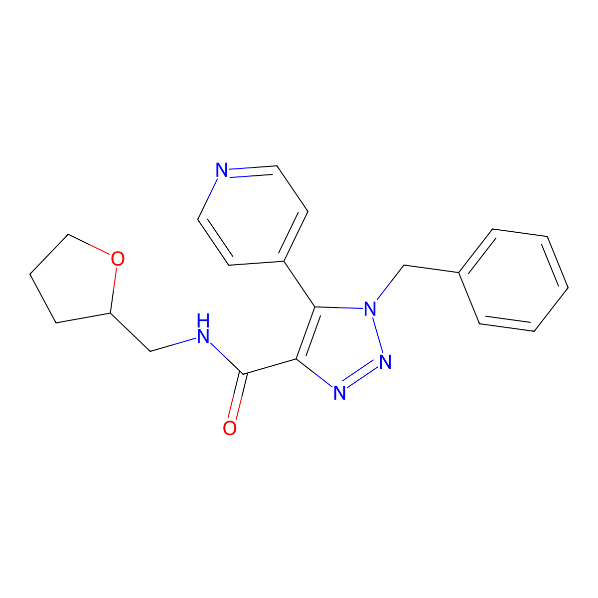 1-benzyl-5-pyridin-4-yl-N-(tetrahydrofuran-2-ylmethyl)-1H-1,2,3-triazole-4-carboxamide molecular structure, CAS 1798673-17-2