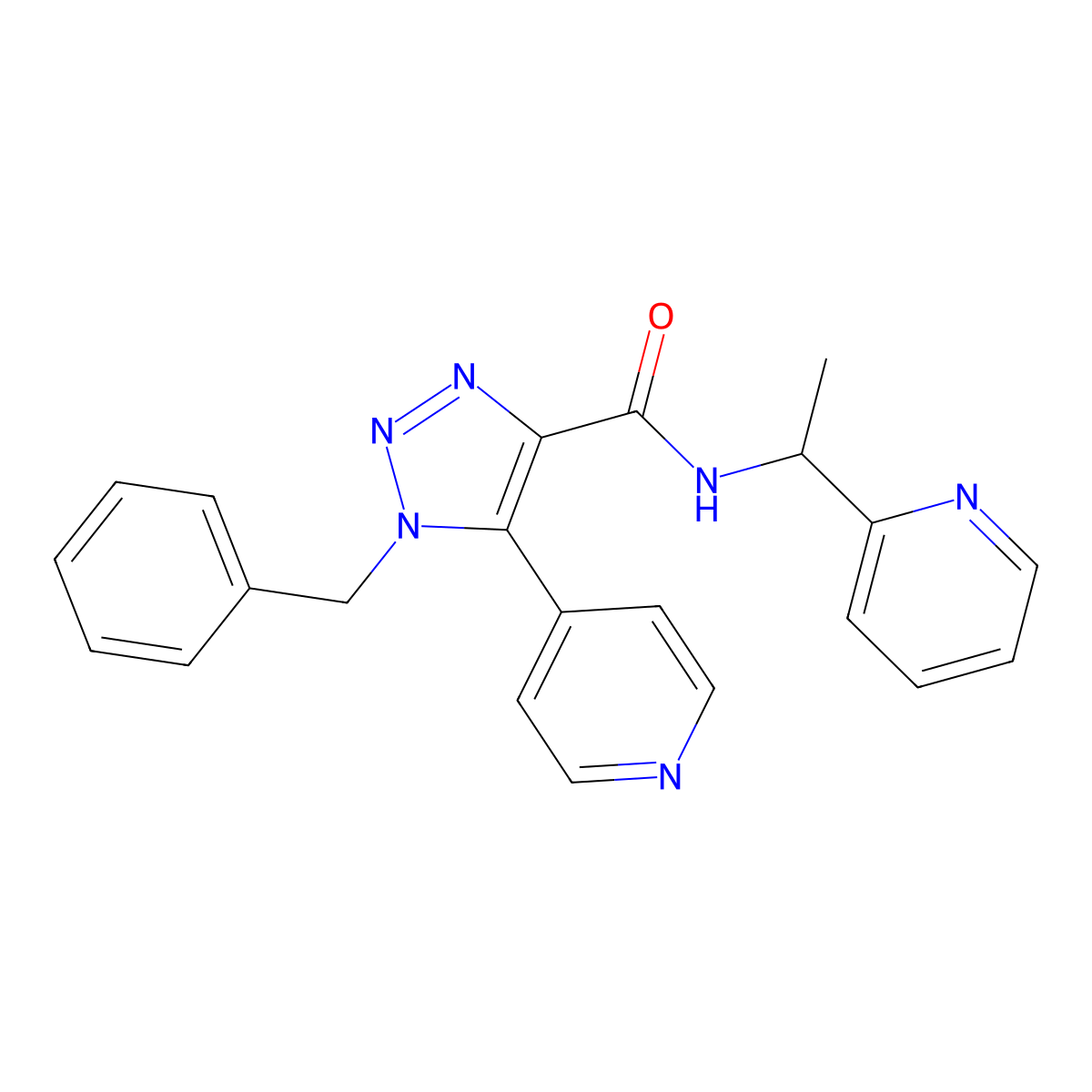1-benzyl-N-[1-(pyridin-2-yl)ethyl]-5-(pyridin-4-yl)-1H-1,2,3-triazole-4-carboxamide molecular structure, CAS 1798673-24-1