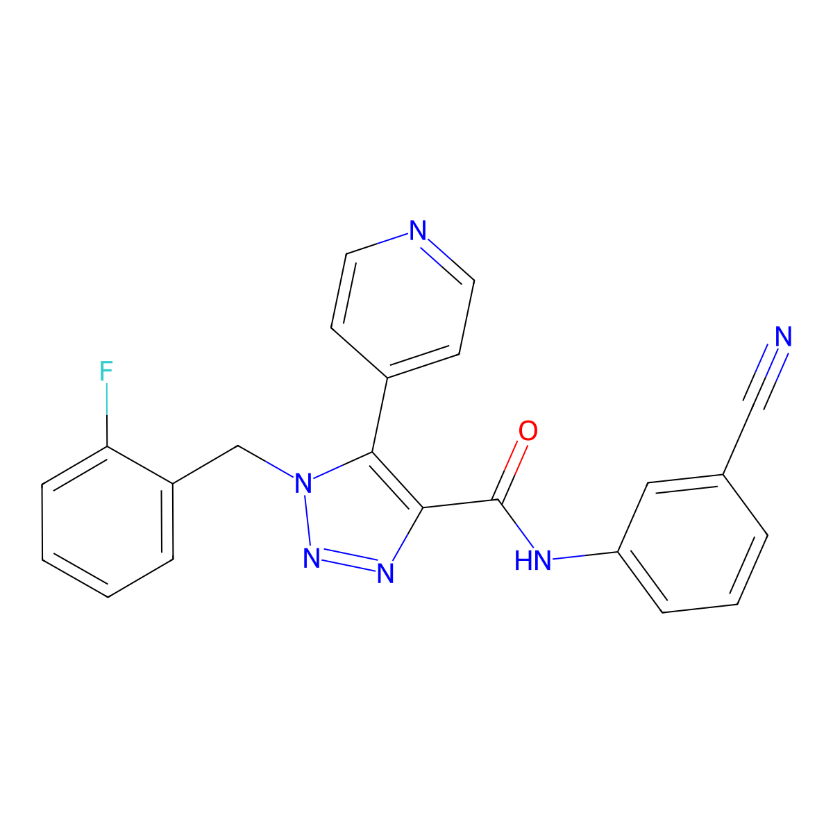 N-(3-cyanophenyl)-1-(2-fluorobenzyl)-5-(pyridin-4-yl)-1H-1,2,3-triazole-4-carboxamide molecular structure, CAS 1798673-35-4
