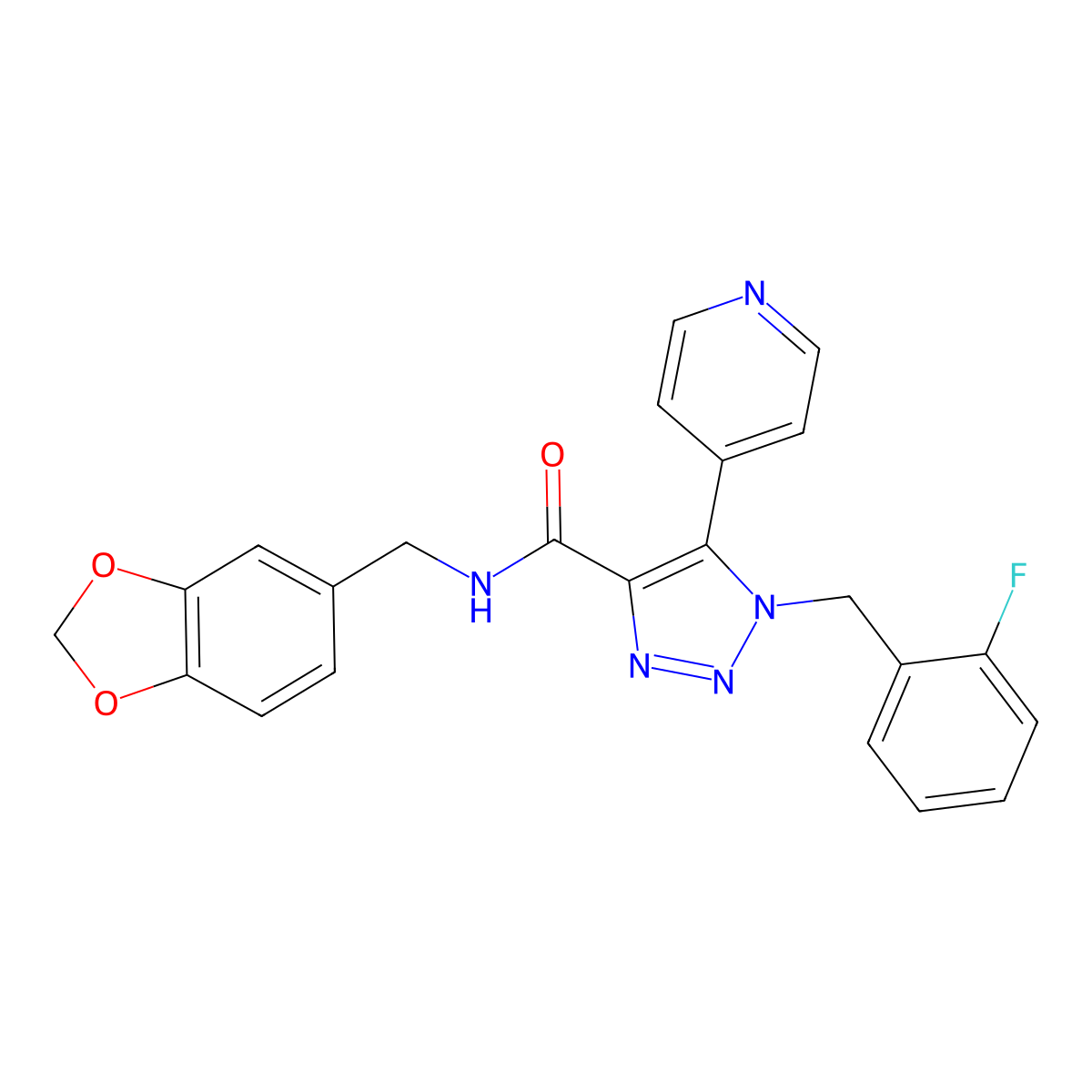 N-(1,3-benzodioxol-5-ylmethyl)-1-(2-fluorobenzyl)-5-pyridin-4-yl-1H-1,2,3-triazole-4-carboxamide molecular structure, CAS 1798673-44-5