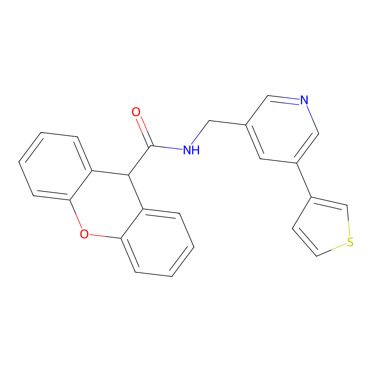 N-{[5-(thiophen-3-yl)pyridin-3-yl]methyl}-9H-xanthene-9-carboxamide molecular structure, CAS 1798673-95-6