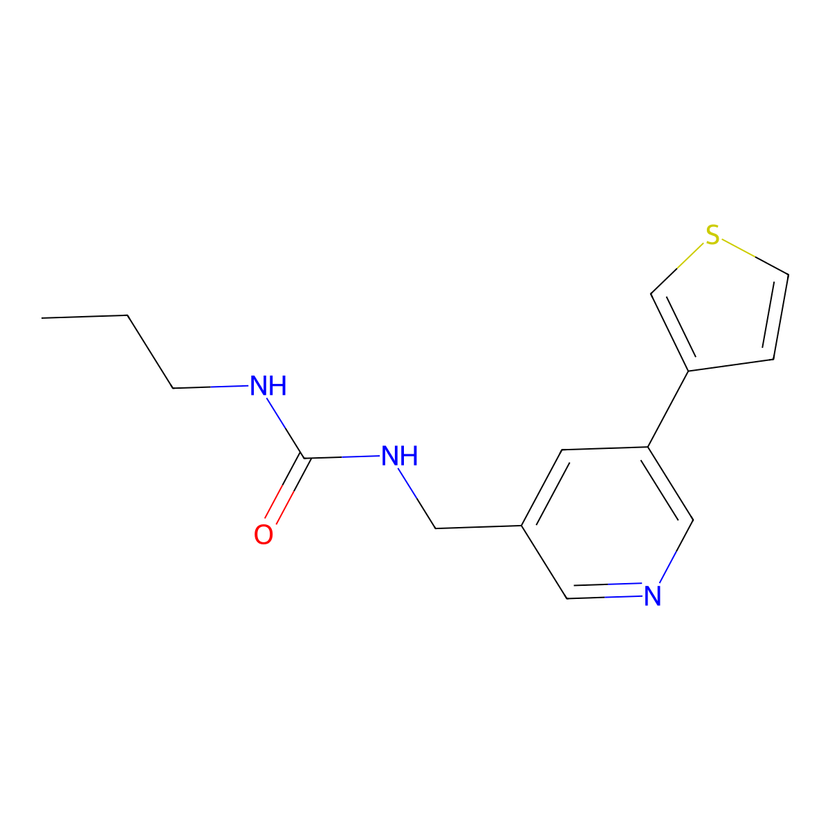 1-Propyl-3-((5-(thiophen-3-yl)pyridin-3-yl)methyl)urea molecular structure, CAS 1798674-44-8