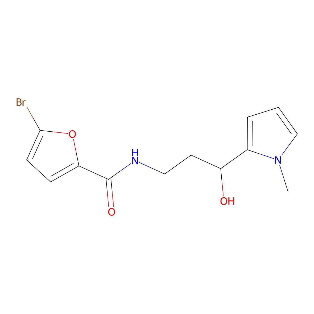 5-bromo-N-[3-hydroxy-3-(1-methyl-1H-pyrrol-2-yl)propyl]furan-2-carboxamide molecular structure, CAS 1798674-45-9