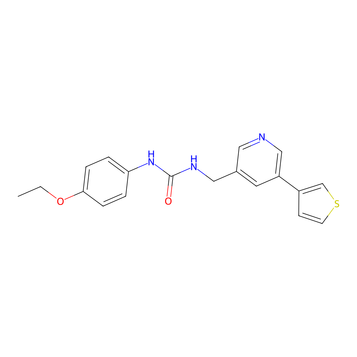 1-(4-Ethoxyphenyl)-3-((5-(thiophen-3-yl)pyridin-3-yl)methyl)urea molecular structure, CAS 1798674-54-0