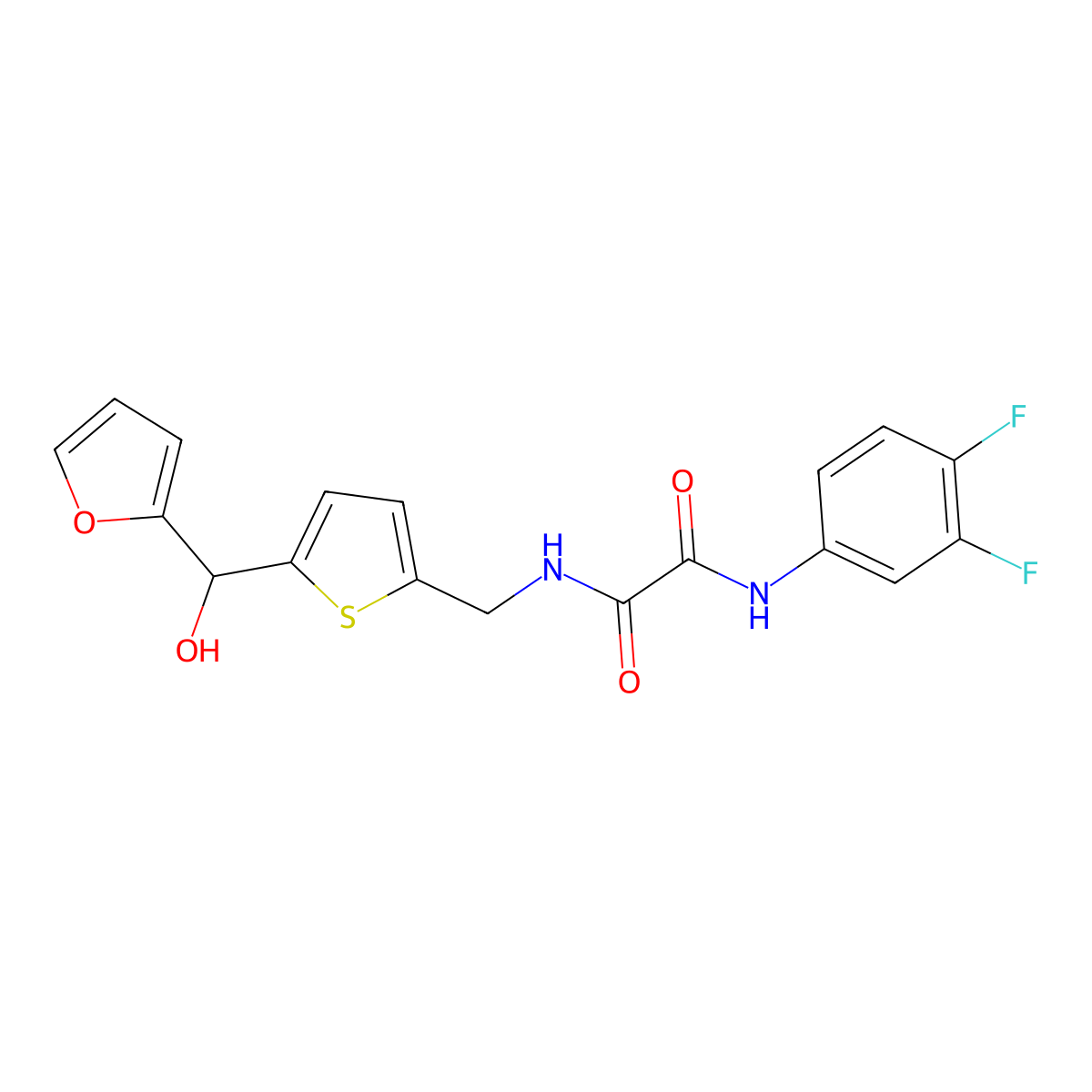 N1-(3,4-difluorophenyl)-N2-((5-(furan-2-yl(hydroxy)methyl)thiophen-2-yl)methyl)oxalamide molecular structure, CAS 1798674-59-5