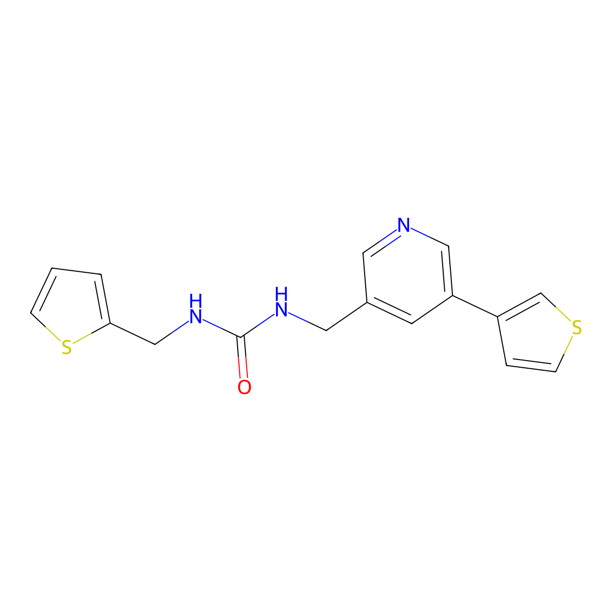 1-(Thiophen-2-ylmethyl)-3-((5-(thiophen-3-yl)pyridin-3-yl)methyl)urea molecular structure, CAS 1798674-65-3