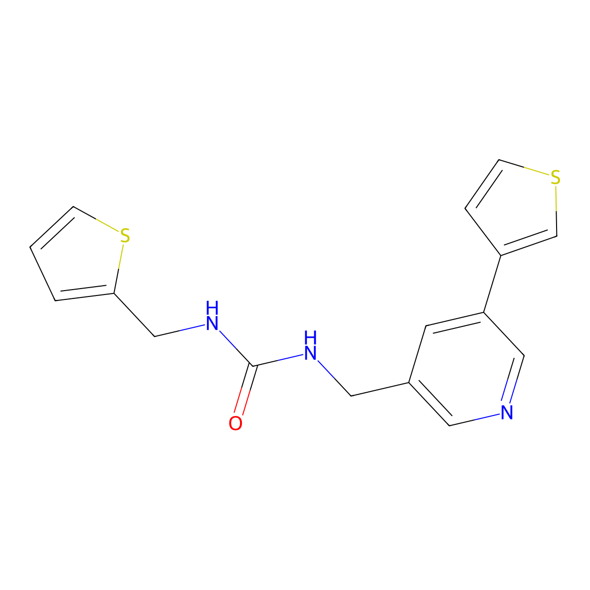 1-(Thiophen-2-ylmethyl)-3-((5-(thiophen-3-yl)pyridin-3-yl)methyl)urea molecular structure, CAS 1798674-65-3