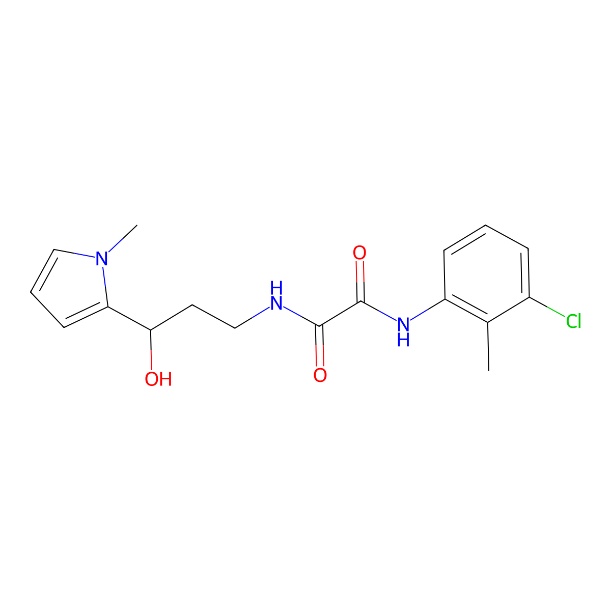 N1-(3-chloro-2-methylphenyl)-N2-(3-hydroxy-3-(1-methyl-1H-pyrrol-2-yl)propyl)oxalamide molecular structure, CAS 1798674-74-4