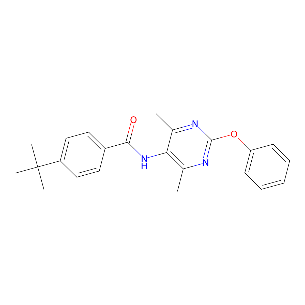 4-tert-butyl-N-(4,6-dimethyl-2-phenoxypyrimidin-5-yl)benzamide molecular structure, CAS 1798675-34-9