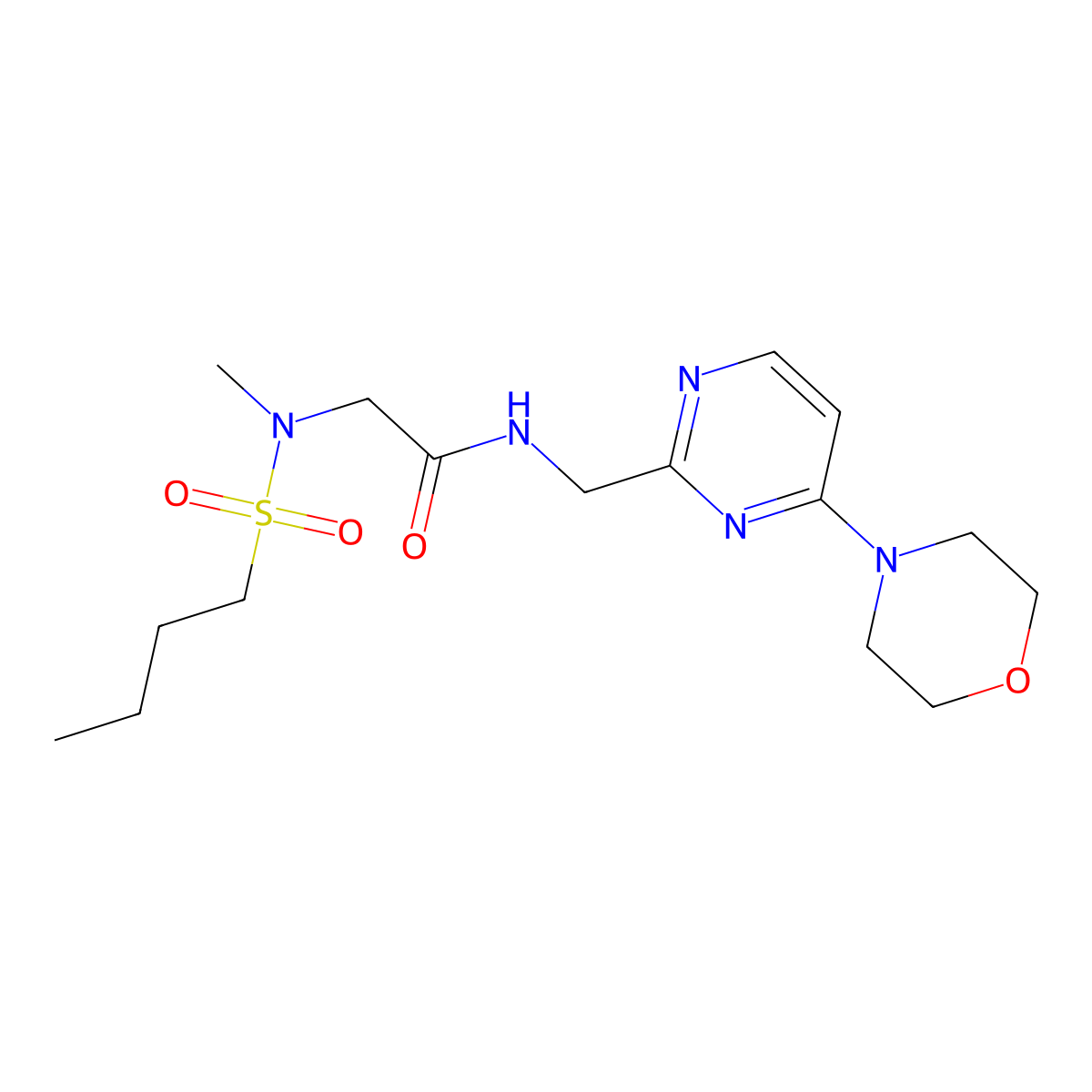 2-(N-methylbutylsulfonamido)-N-((4-morpholinopyrimidin-2-yl)methyl)acetamide molecular structure, CAS 1798675-45-2