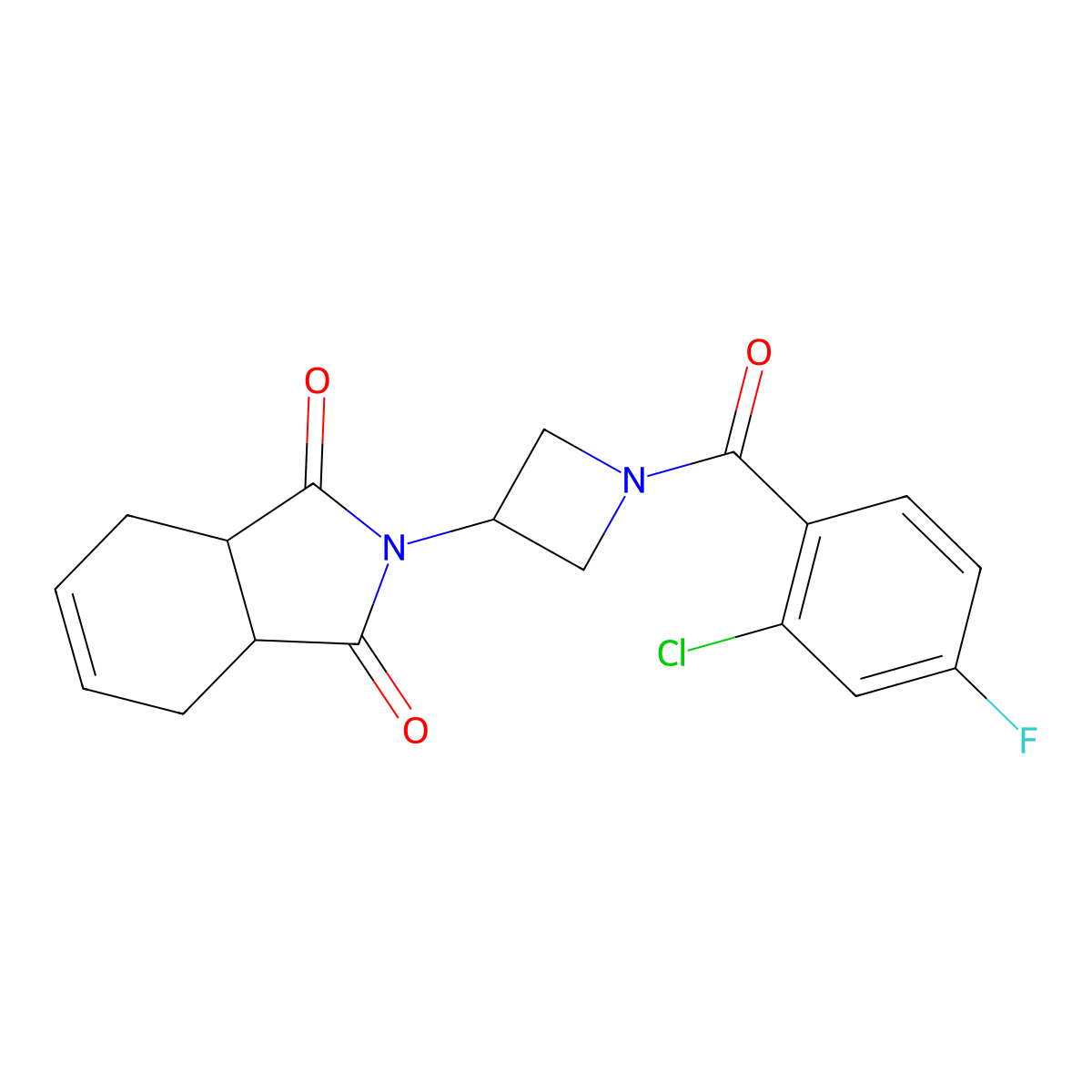 2-(1-(2-chloro-4-fluorobenzoyl)azetidin-3-yl)-3a,4,7,7a-tetrahydro-1H-isoindole-1,3(2H)-dione molecular structure, CAS 1798676-08-0