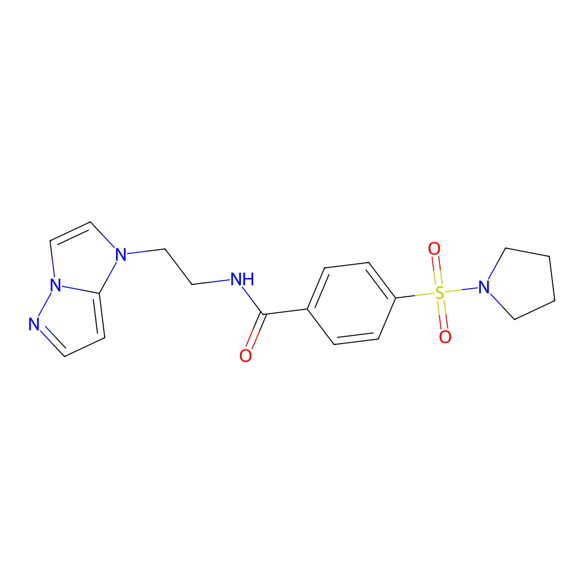 N-(2-(1H-imidazo[1,2-b]pyrazol-1-yl)ethyl)-4-(pyrrolidin-1-ylsulfonyl)benzamide molecular structure, CAS 1798676-19-3