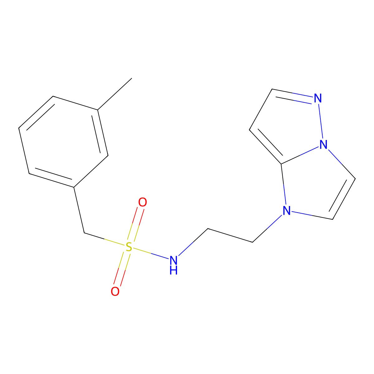 N-(2-(1H-imidazo[1,2-b]pyrazol-1-yl)ethyl)-1-(m-tolyl)methanesulfonamide molecular structure, CAS 1798676-31-9