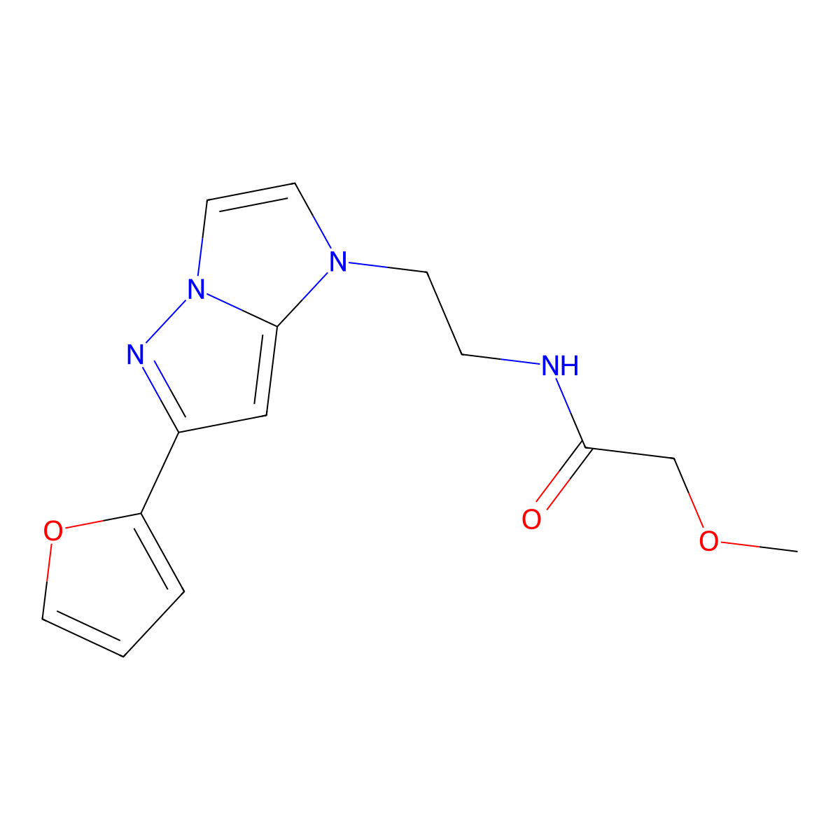 N-(2-(6-(furan-2-yl)-1H-imidazo[1,2-b]pyrazol-1-yl)ethyl)-2-methoxyacetamide molecular structure, CAS 1798676-76-2