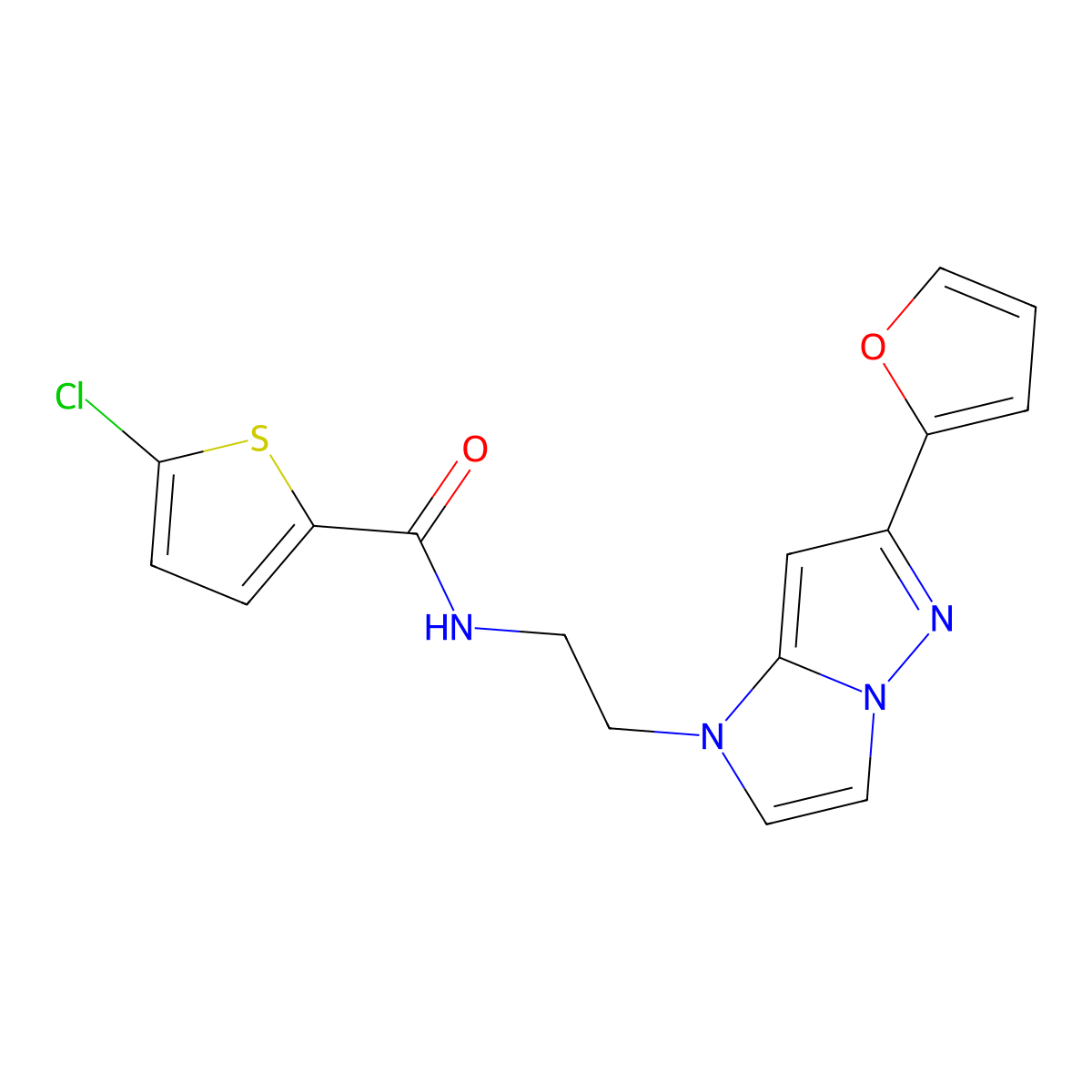 5-chloro-N-(2-(6-(furan-2-yl)-1H-imidazo[1,2-b]pyrazol-1-yl)ethyl)thiophene-2-carboxamide molecular structure, CAS 1798676-86-4