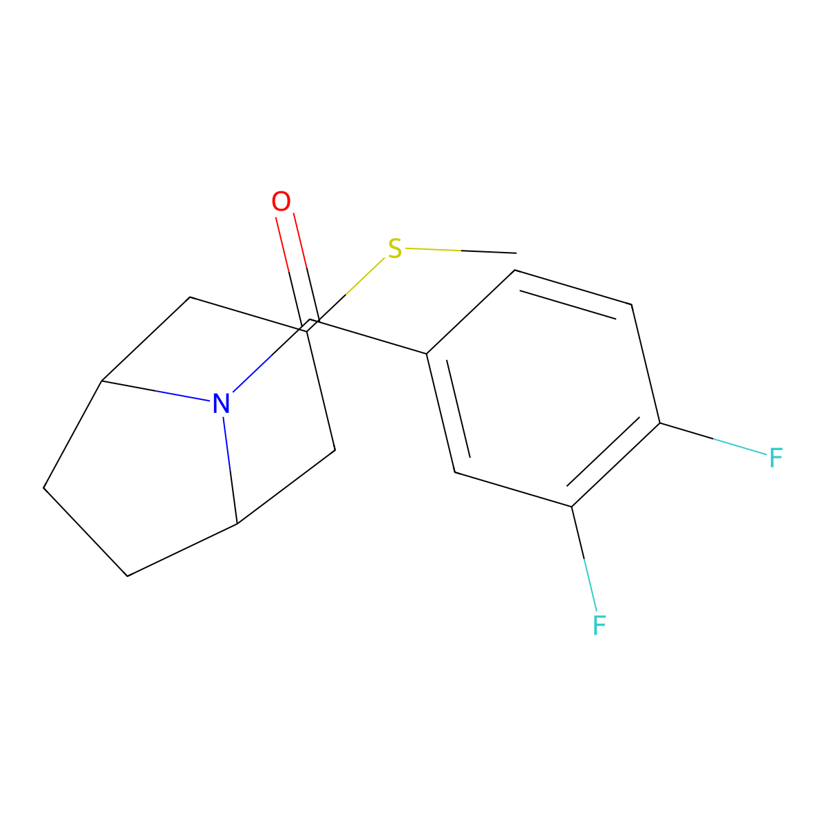 (3,4-difluorophenyl)((1R,5S)-3-(methylthio)-8-azabicyclo[3.2.1]octan-8-yl)methanone molecular structure, CAS 1798677-22-1
